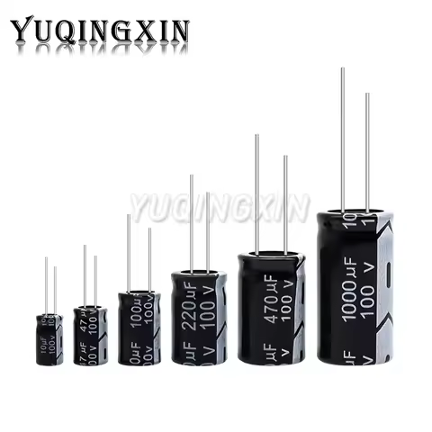 100V Aluminum Electrolytic Capacitor 1UF 2.2UF 3.3UF 4.7UF 10UF 22UF 33UF 47UF 100UF 220UF 470UF 100