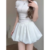 White Bud Short Culottes Summer Female Plus Size Fat mm Pear Shape Figure Berkeley Half Skirt a-Line