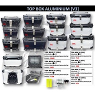 TOP BOX ALUMINIUM VERSION V3 XSERIES Aluminium Top Box Kotak Motosikal Aluminum 28L 36L 45L 55L 65L 