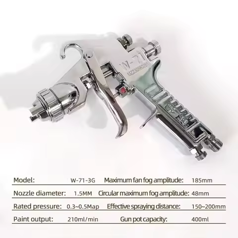 Meiji upper pot spray gun W-71-3G high atomization automotive furniture paint spray pot tool 1.5 cal