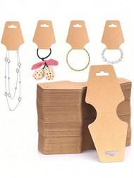 100入組珠寶包裝手鐲展示卡-可摺疊的小珠寶板頸鍊飾品牛皮紙卡紙包裝