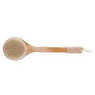 Dry Skin Body Brush Bath Exfoliating Brush Natural Bristles Back Scrubber with Long Wooden Handle fo