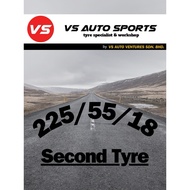 225/55/18 ( CONTINENTAL)(HARGA 2biji TAYAR) Tayar Terpakai / Second Hand Tyre Good Condition