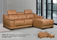 Bovine L-Shape Half Pure Cow Leather Sofa Lounge Chair Relax Sofa (Brown Color) With 10 Years Warran