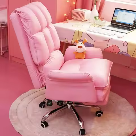 2025 New gaming chair pink office computer chair comfortable soft gamer chair PU Leather chair Rotat