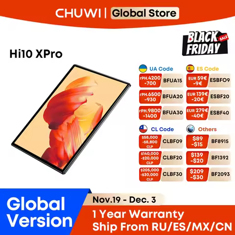 CHUWI Hi10 XPro 4GB RAM 128GB ROM 10.1" Tablet 4G LTE Widevine L1 Unisoc T606 Tablets PC 2.4G/5G Wif