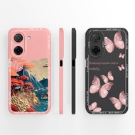 For Redmi A5 A5 NFC Casing Pink Butterfly Mountain Liquid Fall Prevention Shell Protective Silicone 