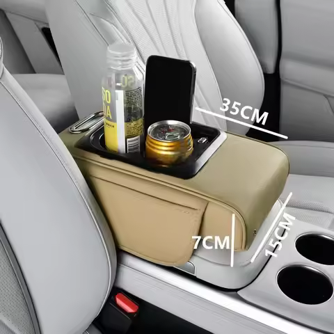 Rechargeable Version Multifunctional Car Armrest Mat Side Storage Bag Available In Multiple Colors E