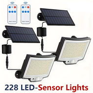 1/2 Packs Solar Motion Sensor Lights Outdoor 228LED, Remote Control, Individual Panels, 5M Cable, Du