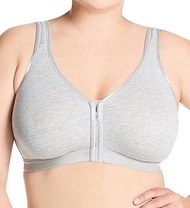 Women's Plus Size Cotton Luxe Front and Back Close Wire Free Bra, GREY HEATHER, 44H