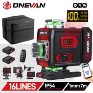 ONEVAN 16 Lines Laser Level green line Horizontal Vertical 360° Self-leveling Super Powerful Laser L