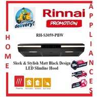 Rinnai RH-S3059-PBW Sleek &amp; Stylish Matt Black Design LED Slimline Hood| Local Warranty | Express Free Delivery