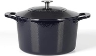 Martha Stewart Gatwick 7 QT Enamel Cast Iron Dutch Oven, Navy Blue