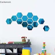 {CARDA} 12Pcs Hexagonal Frame Stereoscopic Mirror Wall Sticker Decoration {Cardamom}