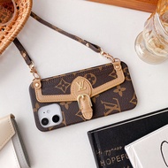 Luxury Case For iPhone 14 Pro Max 13 11 12 Pro Max iPhone 13 Pro Max Phone Case Leather wallet card Luxury Fashion Phone Case with Sling Strap Chain