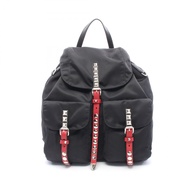 【二手】Prada PRADA VELA 鉚釘黑色尼龍皮革雙肩包 女款
