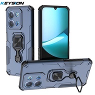 KEYSION Shockproof Armor Case for Redmi 15C 171mm Silicone+PC Upright Metal Live Ring Stand Phone Co