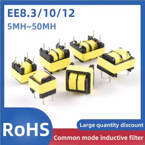 5pcs EE8.3 EE10 EE12 Common Mode Inductive Filter 5MH 10MH 15MH 20MH 25MH 30MH 35MH 40MH 50MH 60MH 1