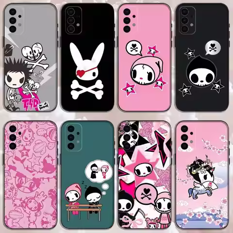 Japan T-Tokidokis CUTE For Samsung Galaxy A73,31,32,72,41,53,52,71,22,5G,Note,J7,8,9 Soft Black Phon