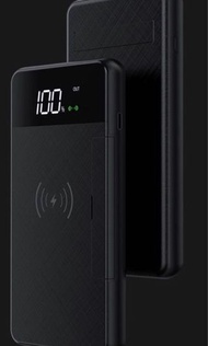 支架型座枱式無缐充電寶 可座著充電 緊貼不易移 邊看邊充 旅遊輕便裝 黑色 10000mAh Mini Wireless Power Bank For iPhone Samsung Galaxy Huawei HTC Sony Nokia Xiaomi LG