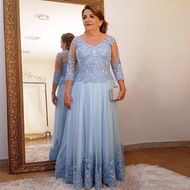 【hot】﹍◑✣  Size Mother of the Bride for Wedding Tulle 3/4 Sleeve Ladies Formal Evening Prom Gowns