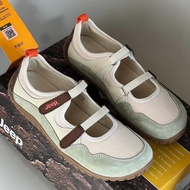 Jeep Mary Jane shoes for women, JEEP Green two-strap shoes hot full box