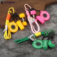 YOUNGSTAR 5 In 1 Fitness Keychains Barbell Weightlifting Keyring Silicone Weight Plate Detachable Pe
