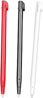 Pack 3 for 2DS Extra Stylus Touch Pens White/Black/Red Replacement, for Nintendo 2DS Old Handheld Games Consoles, Three Colors Plastic Pencil Resistance Touchpen Spare Parts Accessories