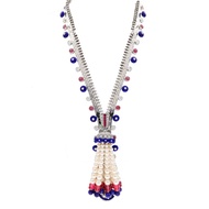 Van Cleef & Arpels White Gold, Pink Tourmaline, Lapis Lazuli, Cultured Pearls and Diamond Zip Coutur