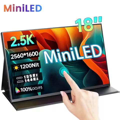 18 Inch 2.5K 155Hz MiniLED Portable Monitor 2560*1600P 1200Nit 100%DCI-P3 HDR IPS Screen Gaming Disp
