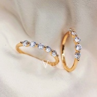 [VELLITA] Cincin Minimalist Permata CZ <Ring Wedding, Anniversary, Engagement 999.9 Gold Plated Ring