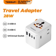 TESSAN - New Universal Travel Adapter 28W Travel Plug Adaptor with 3 USB C Charging Port and 2AC
