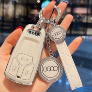 Leather Strap Ring Car Key Case Cover for Audi A6 A1 A3 A7 A5 Sportback C7 C5 A4 B9 R8 Tt Mk2 C6 8p 