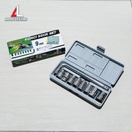 SHOCK WRENCH L SET 9 PCS (8MM - 19MM) HEX BIT SOCKET 1/2 INCH 9 PCS WRENCH/ SHOCK WRENCH SET 1/2 9 P