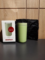 全新 stelton  按壓式保溫杯 酪梨色（附保護套）