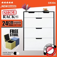 [CLEARANCE] [SG Local Seller / Ready Stock / Fully Assembled] SR-306 BLK/WHT  Shoe Rack / Shoe Cabin