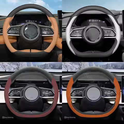 For Mazda 6e CX-6e EZ-60 EZ-6 2024-2027 D-shape Car Steering Wheel Leather Protective Cover AntiSlip