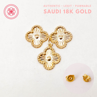 COD PAWNABLE 18k Set Legit Real Saudi Gold Clover Flower Pendant and Earrings Jewelry Set