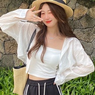 小清新短款防晒衫女外穿2025夏季新款宽松薄款长袖衬衣.上衣ks0688.my260423