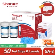 SINOCARE GA3 Test Strip 50pcs Blood Glucose Cek Gula Darah Cofoe Lancet Alat Kencing Manis Sugar
