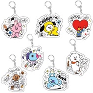 Taiwan Shipment BTS Keychain Creative Student Cartoon Cute BT21 RJ TATA Same Style Pendant
