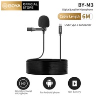 BOYA USB Microphones BY-M3 Clip-on Omnidirectional Lavalier Microphone for  USB-C  Type-C Android  Smartphone Tablet (6M)