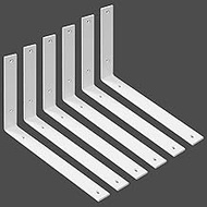 WINKER Shelf Bracket 6 Pack 12" Lx8 Hx1.5 W 5mm Thick Heavy Duty White 12 Inch Metal Iron L Brackets