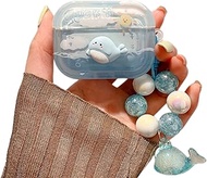 Cute Case Compatible with Airpods 4,Kawaii 3D Cartoon Dolphin Ocean Pattern with Pearl Bracelet Keyc