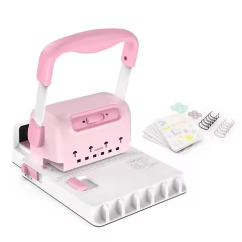 Mini Cinch Book Binding Machine 2-in-1 Wire and Disc Hole Punch Pitch 2:1 Portable Book Binding Kit 