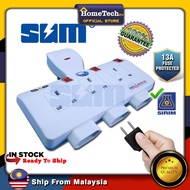 SUM Wall Extension Plug S7633N Extantion Plak Dinding 6 way T-Adaport Socket With Surge Protector Si