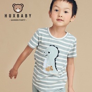 < 24H Shipping > Australia Huxbaby Lake Green Dinosaur Organic Cotton Striped Top Children's Clothin