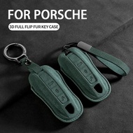 For Porsche 958 Macan 911 Panamera 996 991 Boxster 987 997 2019 2020 Suede Car Key Case Cover Protec