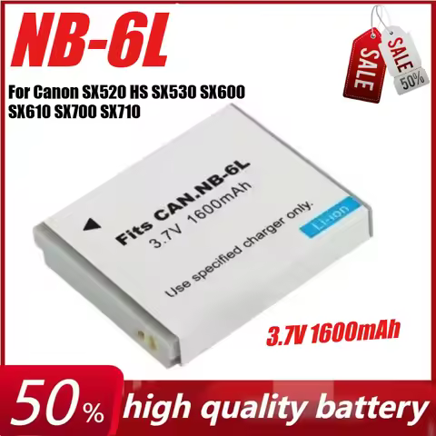 3.7V 1600mAh NB-6L Camera Battery for Canon SX520 HS SX530 SX600 SX610 SX700 SX710 IXUS 85 95 105 20