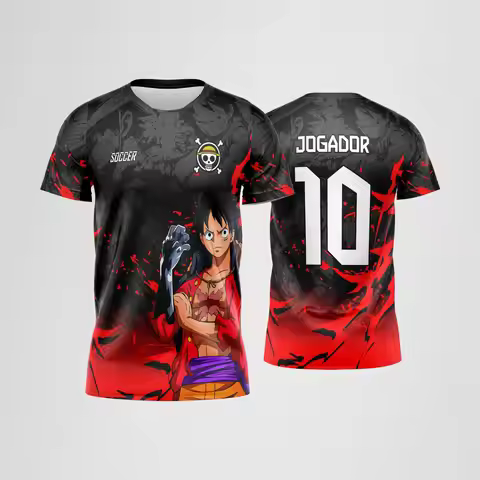 2026 New Bandai Japanese Anime One Piece Luffy Gear 4 Custom Soccer Jersey 2025 Black Red